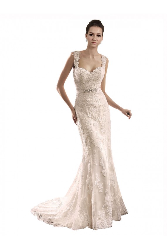 Comprar Sereia Amor Tule & Renda Comboio Capela Marfim Sem Mangas Vestidos de Noiva
