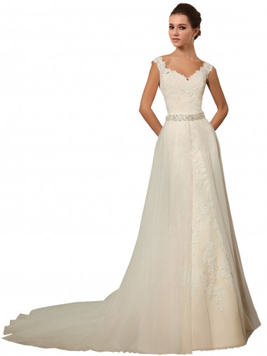 Comprar Sereia Amor Tule & Renda Comboio Capela Marfim Longo Vestidos de Noiva