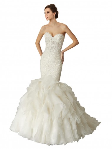 Comprar Sereia Amor Tule Comboio Capela Marfim Vestidos de Noiva Vestidos de Baile
