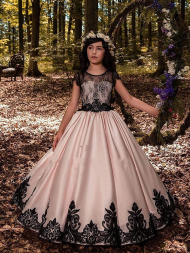 Comprar Vestido de Baile Amor Cetim & Renda Comprimento Chão Marfim Vestidos para meninas de flores