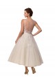 Comprar Vestido de Baile Decote Ilusão Tule & Renda Comprimento Chá Marfim Vestidos de Noiva