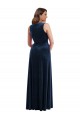 Comprar Bainha Decote V Veludo Elástico Comprimento Chão Marinha Negra Vestidos de Madrinha / Vestidos de Noite / Vestidos de Festa