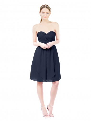 Comprar Linha A Amor Chiffon Comprimento Joelho Marinha Negra Vestidos de Madrinha / Vestidos de Cocktail / Vestidos de Homecoming