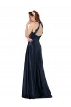 Comprar Linha A Decote V Cetim Comprimento Chão Marinha Negra Vestidos de Madrinha / Vestidos de Noite / Vestidos de Festa