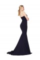 Comprar Sereia Decote Alto Crepe Esticado Comboio Varredela Marinha Negra Vestidos de Madrinha / Vestidos de Noite / Vestidos de Festa