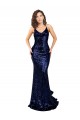 Comprar Sereia Decote V Lantejoulas Comprimento Chão Marinha Negra Vestidos de Madrinha / Vestidos de Noite / Vestidos de Festa
