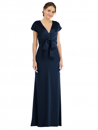 Comprar Trombeta Fora do Ombro Crepe Esticado Comprimento Chão Marinha Negra Vestidos de Madrinha / Vestidos de Noite / Vestidos de Festa