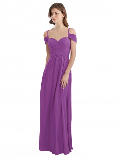 Comprar Linha A Amor Chiffon Comprimento Chão Narciso Vestidos de Madrinha