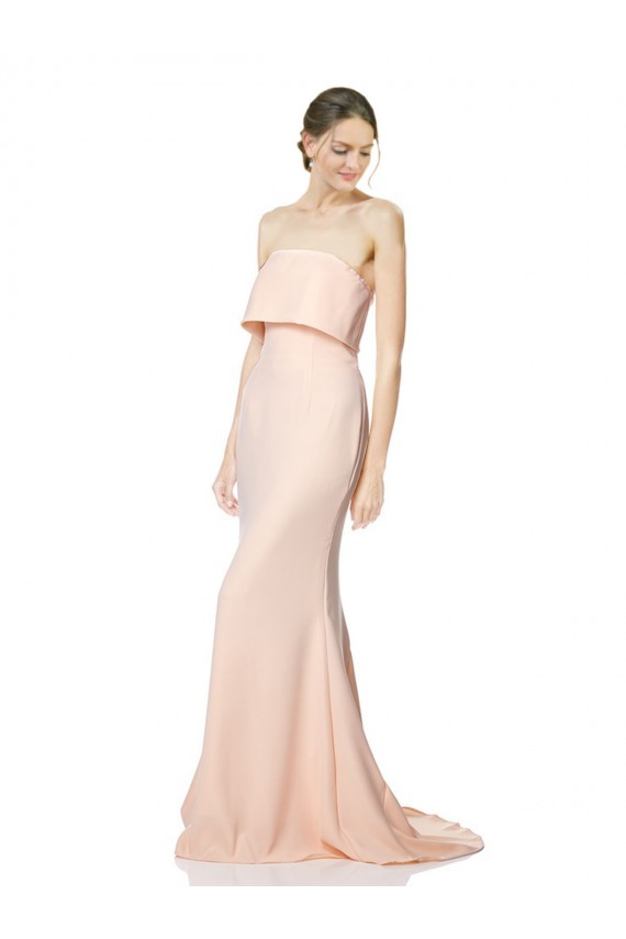 Comprar Sereia Decote Alto Crepe Esticado Comprimento Chão Nu Longo Vestidos de Madrinha / Vestidos de Noite / Vestidos de Festa