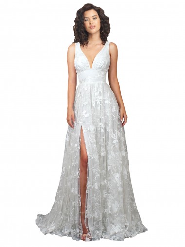Comprar Linha A Decote V Renda Comboio Capela Off White Vestidos de Noiva