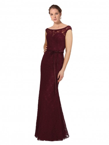 Comprar Bainha Barco Chiffon Comprimento Chão Ouro Borgonha Vestidos de Madrinha