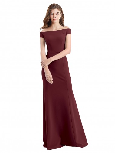 Comprar Bainha Decote Alto Crepe Esticado Comprimento Chão Ouro Borgonha Vestidos de Madrinha / Vestidos de Festa