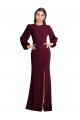 Comprar Trombeta Barco Crepe Esticado Comprimento Chão Ouro Borgonha Longo Vestidos de Madrinha / Vestidos de Noite / Vestidos de Festa