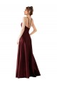 Comprar Linha A Cabeçada Cetim Comprimento Chão Ouro Borgonha Vestidos de Madrinha / Vestidos de Festa