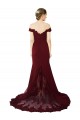 Comprar Sereia Amor Crepe Esticado & Renda Comboio Varredela Ouro Borgonha Vestidos de Madrinha / Vestidos de Noite / Vestidos de Festa