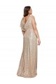 Comprar Linha A Decote V Lantejoulas Comprimento Chão Ouro Vestidos de Madrinha / Vestidos de Noite / Vestidos de Festa