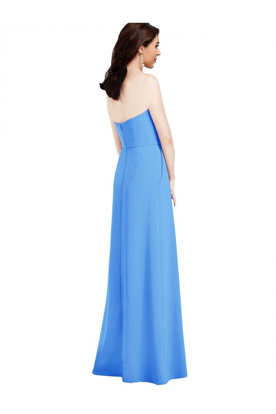 Comprar Trombeta Sem alças Crepe Esticado Comprimento Chão Pavão Azul Vestidos de Madrinha / Vestidos de Festa