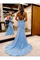 Comprar Bainha Decote V Lantejoulas Veludo Comboio Varredela Pervinca Vestidos de Festa