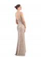 Comprar Bainha Decote V Lantejoulas & Lantejoulas Espumantes Comprimento Chão Prata Vestidos de Madrinha / Vestidos de Noite / Vestidos de Festa
