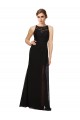 Comprar Bainha Decote Alto Chiffon & Renda Comprimento Chão Preto Vestidos de Madrinha