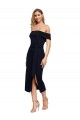 Comprar Bainha Decote Quadrado Crepe Esticado Comprimento Midi Preto Vestidos de Madrinha / Vestidos de Noite / Vestidos de Festa / Vestidos de Cocktail / Vestidos de Homecoming