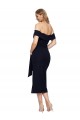 Comprar Bainha Decote Quadrado Crepe Esticado Comprimento Midi Preto Vestidos de Madrinha / Vestidos de Noite / Vestidos de Festa / Vestidos de Cocktail / Vestidos de Homecoming