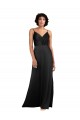 Comprar Coluna Decote V Cetim Sedoso Alto Baixo Preto Vestidos de Madrinha / Vestidos de Noite / Vestidos de Festa