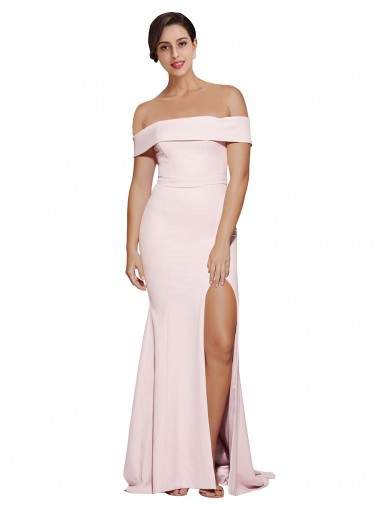 Comprar Bainha Decote Quadrado Crepe Esticado Comboio Varredela Rosa Vestidos de Madrinha / Vestidos de Noite / Vestidos de Festa