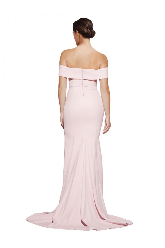 Comprar Bainha Decote Quadrado Crepe Esticado Comboio Varredela Rosa Vestidos de Madrinha / Vestidos de Noite / Vestidos de Festa