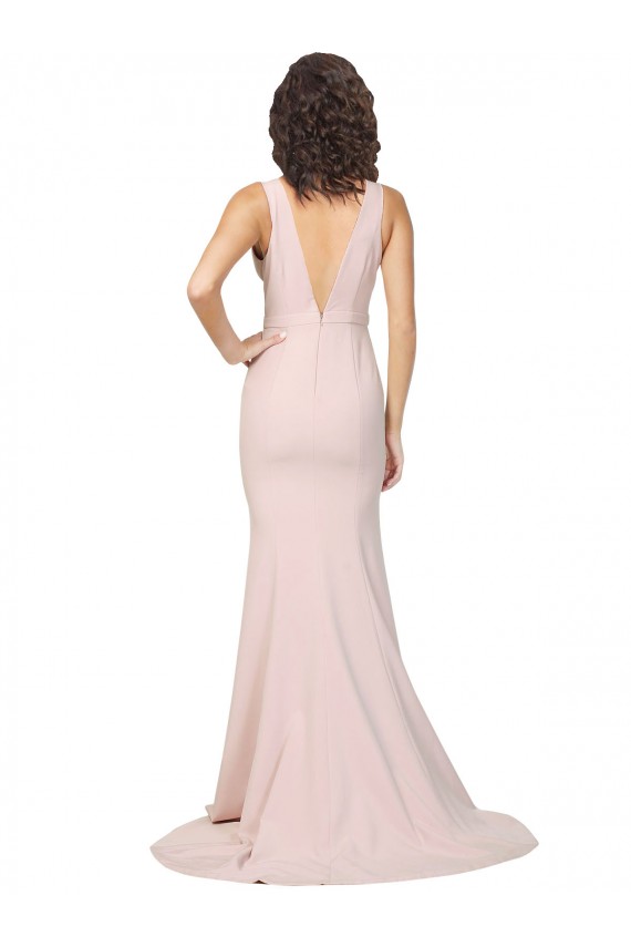 Comprar Bainha Decote V Crepe Esticado Comboio Varredela Rosa Vestidos de Madrinha / Vestidos de Noite / Vestidos de Festa