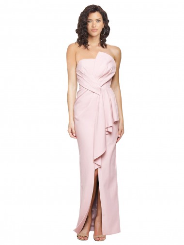 Comprar Bainha Sem alças Crepe Esticado Comprimento Chão Rosa Vestidos de Madrinha / Vestidos de Noite / Vestidos de Festa