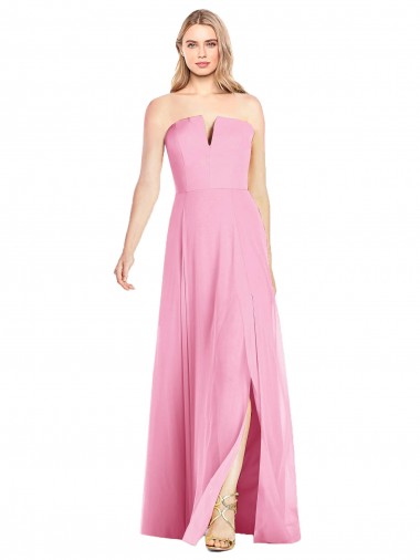 Comprar Trombeta Sem alças Chiffon Comprimento Chão Rosa Choque Vestidos de Madrinha