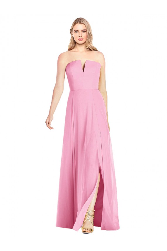 Comprar Trombeta Sem alças Chiffon Comprimento Chão Rosa Choque Vestidos de Madrinha