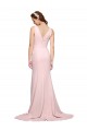 Comprar Linha A Decote V Crepe Esticado Comboio Varredela Rosa Longo Vestidos de Madrinha / Vestidos de Festa