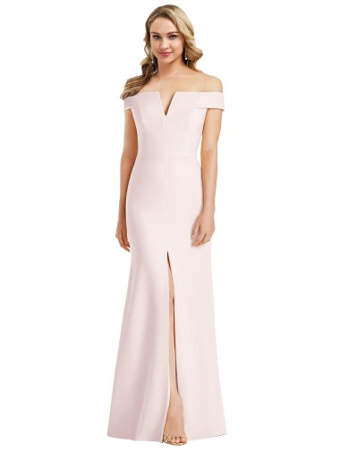 Comprar Trombeta Decote V Crepe Esticado Comprimento Chão Rosa Vestidos de Madrinha / Vestidos de Noite / Vestidos de Festa