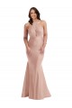 Comprar Sereia Cabeçada Cetim Sedoso Comprimento Chão Rosa Empoeirado Vestidos de Madrinha / Vestidos de Noite / Vestidos de Festa