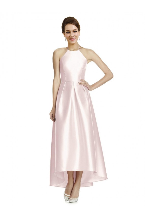 Comprar Linha A Cabeçada Cetim Alto Baixo Rosa Vestidos de Madrinha