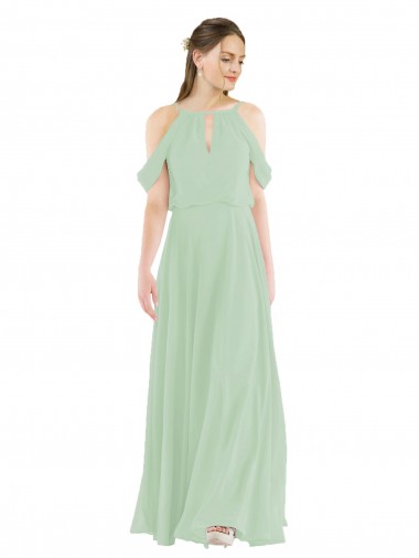 Comprar Bainha Fora do Ombro Chiffon Comprimento Chão Sábio Vestidos de Madrinha