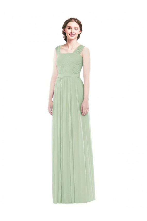 Comprar Linha A Alças finas Chiffon Comprimento Chão Sábio Vestidos de Madrinha