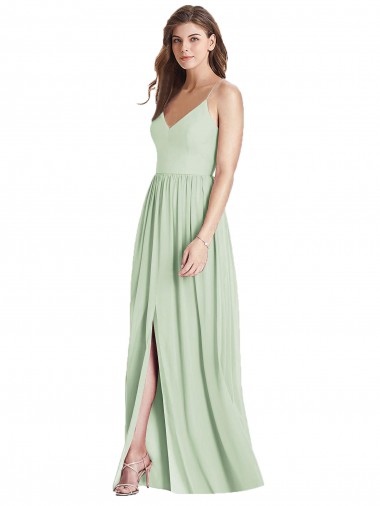 Comprar Linha A Alças finas Chiffon Comprimento Chão Sábio Criss Cruz Longo Vestidos de Madrinha
