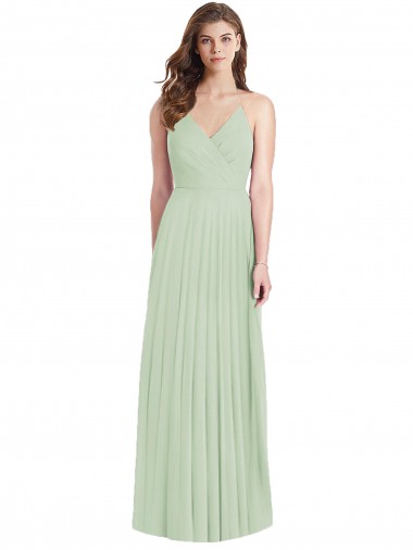 Comprar Trombeta Decote V Chiffon Comprimento Chão Sábio Vestidos de Madrinha