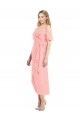 Comprar Trombeta Decote V Chiffon Alto Baixo Salmão Vestidos de Madrinha