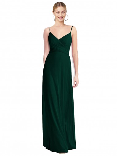 Comprar Linha A Decote V Chiffon Comprimento Chão Sempre Verde Sem Mangas Vestidos de Madrinha