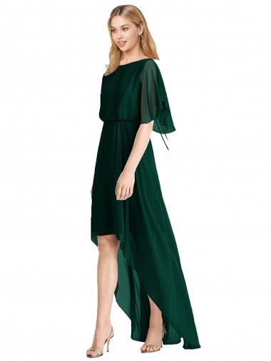 Comprar Linha A Decote redondo Chiffon Alto Baixo Sempre Verde Alto Baixo, Vestidos de Madrinha