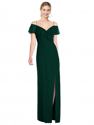 Comprar Trombeta Amor Chiffon Comprimento Chão Sempre Verde Vestidos de Madrinha