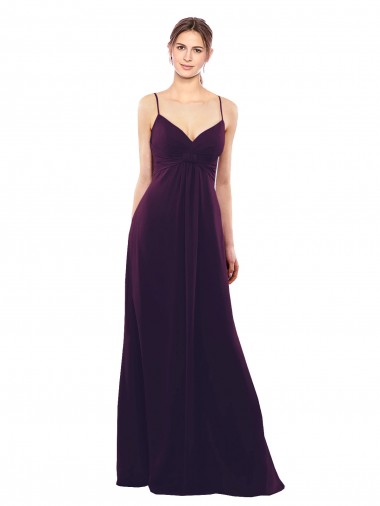 Comprar Linha A Amor Chiffon Comprimento Chão Uva Sem Mangas Vestidos de Madrinha