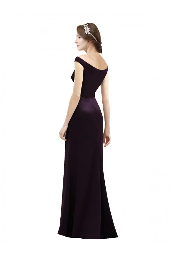 Comprar Linha A Fora do Ombro Cetim Comprimento Chão Uva Vestidos de Madrinha