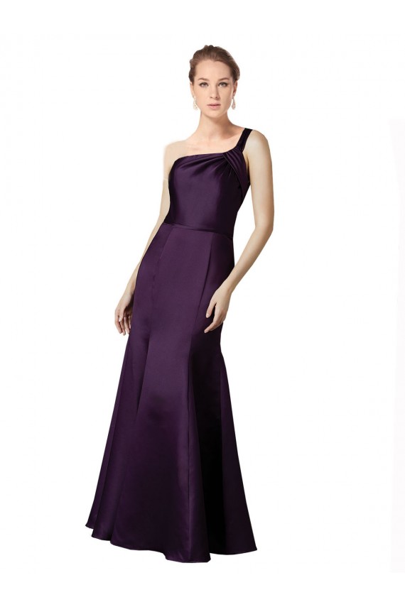 Comprar Sereia Um Ombro Cetim Comprimento Chão Uva Vestidos de Madrinha / Vestidos de Festa
