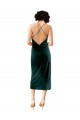 Comprar Bainha Decote Capuz Veludo Elástico Comprimento Midi Verde Escuro Vestidos de Madrinha / Vestidos de Noite / Vestidos de Festa / Vestidos de Cocktail / Vestidos de Homecoming