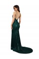 Comprar Sereia Decote V Lantejoulas Comprimento Chão Verde Escuro Longo Vestidos de Madrinha / Vestidos de Noite / Vestidos de Festa